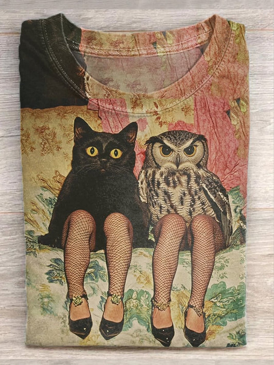 Retro Funny Print Casual Loose T-Shirt