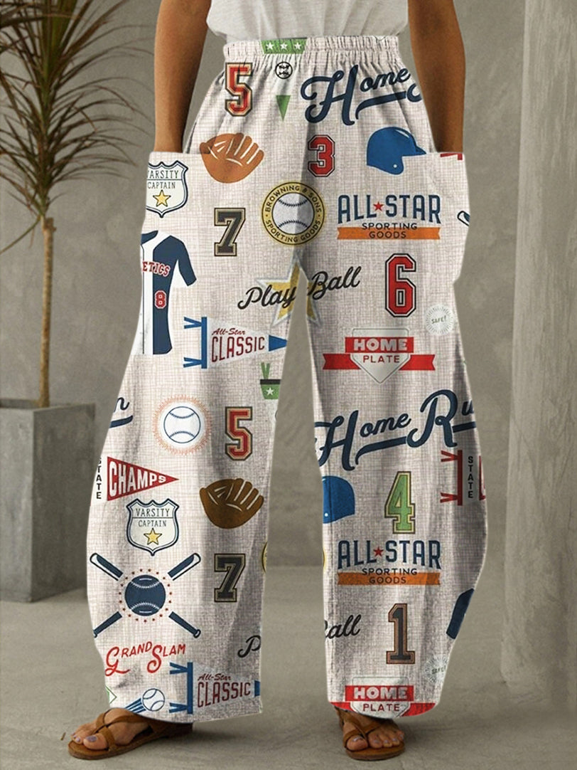 Home Run Print Casual Pants
