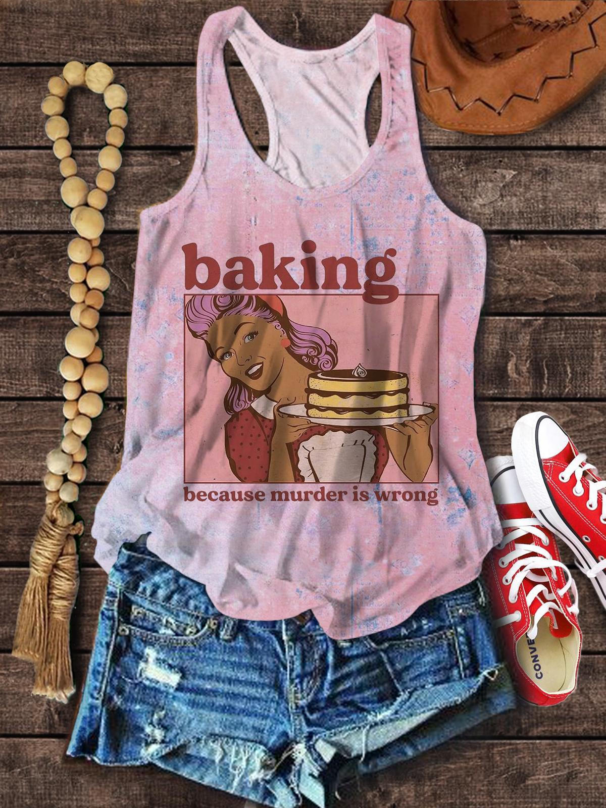 Backen, weil Mord falsch ist. Lustiges Tank-Top mit Aufdruck 