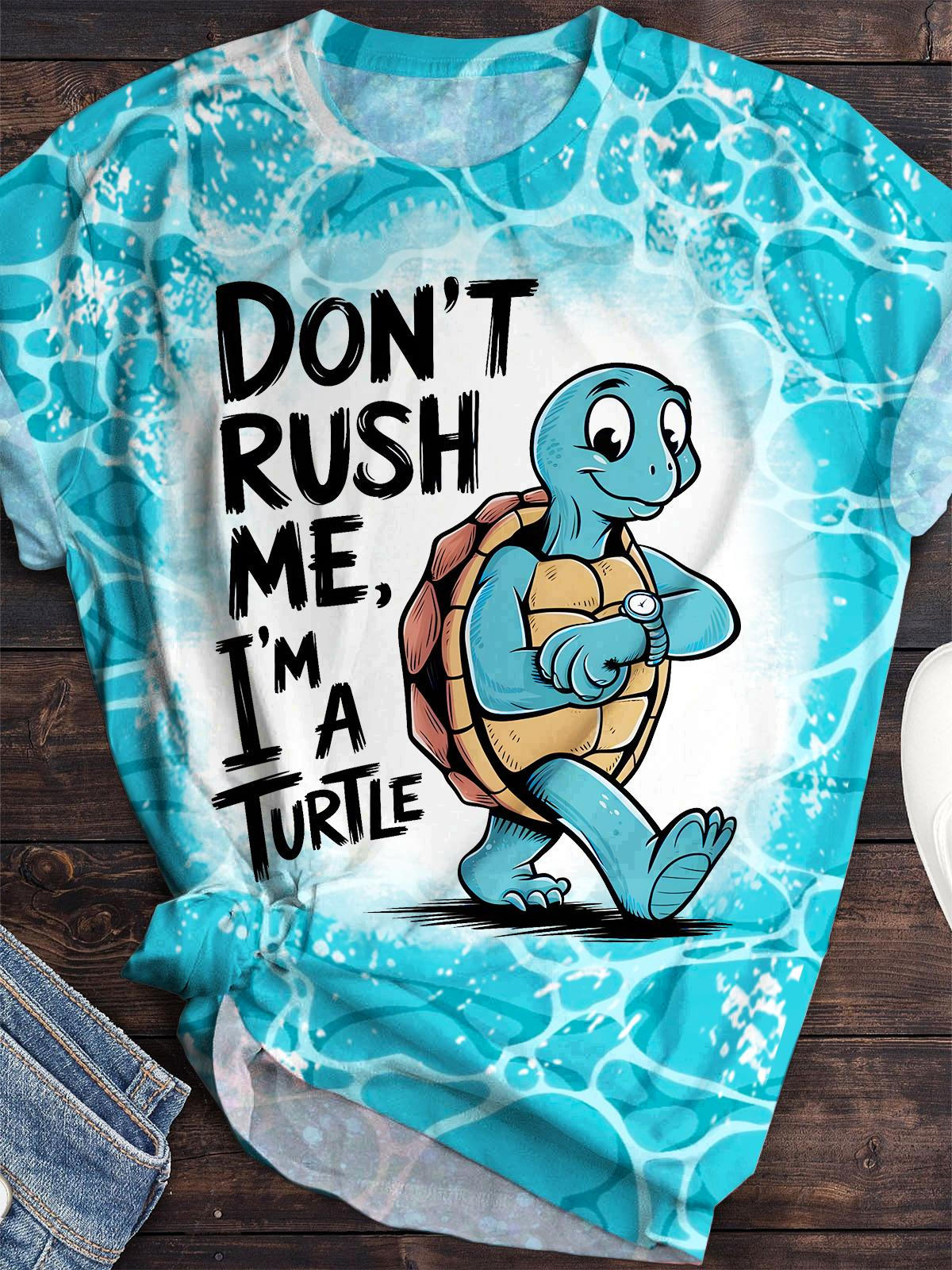Fun Turtle Print Crew Neck T-shirt