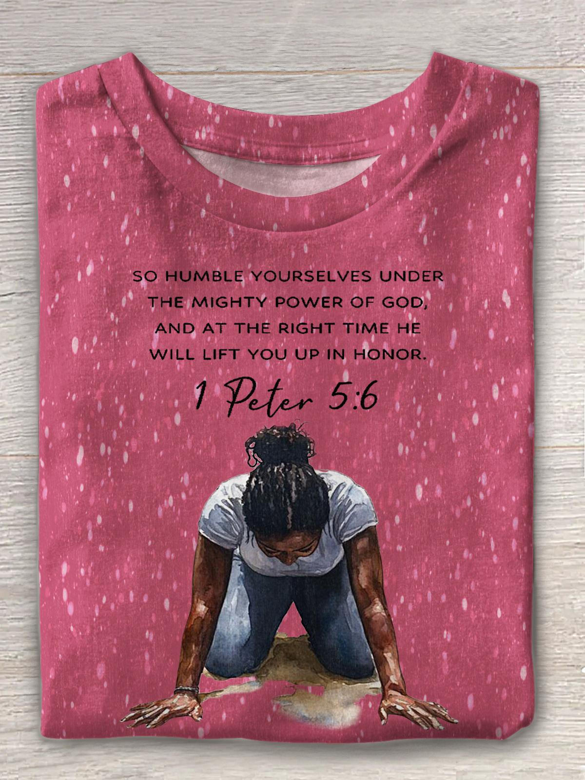 Christian Bible Vintage Printed Crew Neck T-shirt
