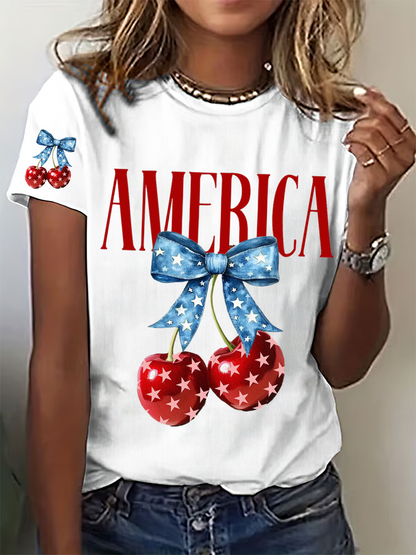 America Cherries Crew Neck T-shirt