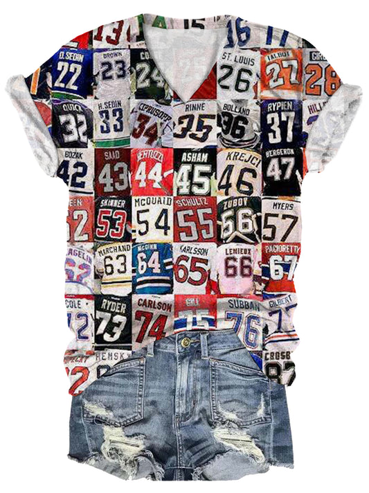 Hockey Sport Fans Sport Nummer Fan Print T-shirt 