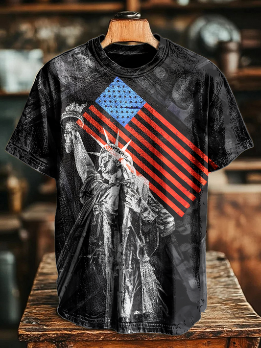 Independence Day National Flag Art Crew Neck T-shirt
