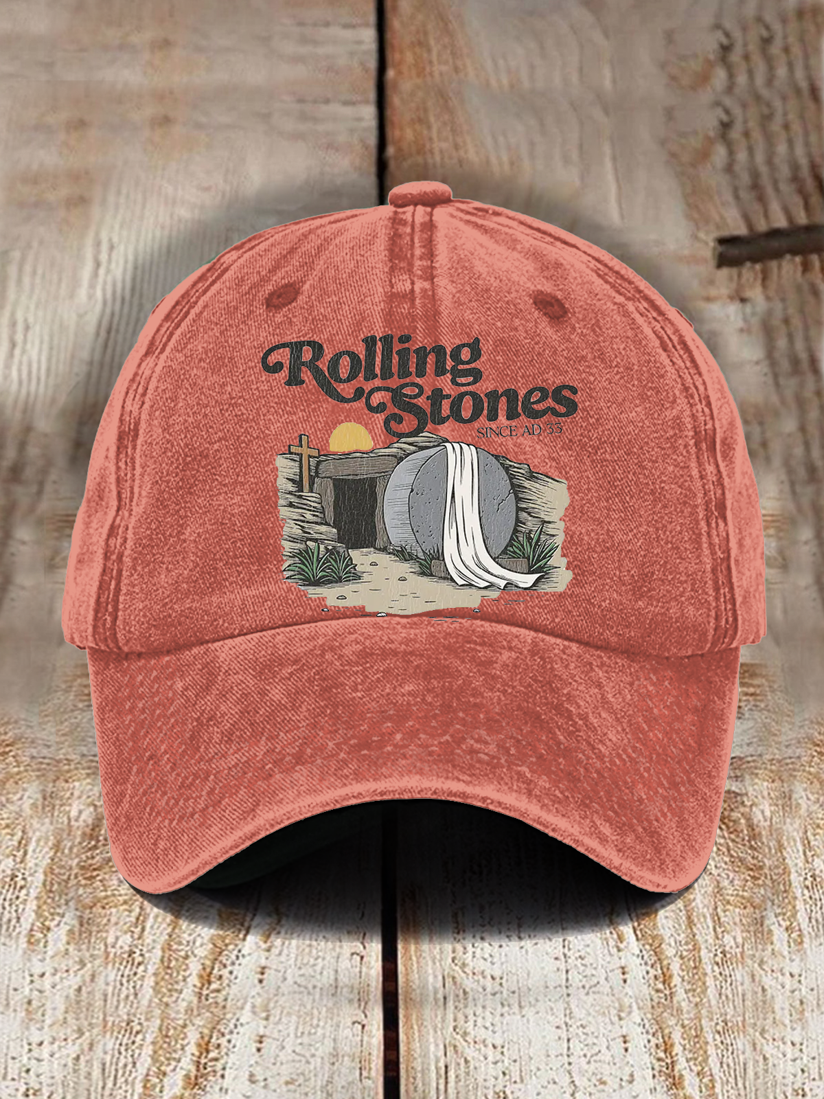 Rolling Stones Christian Resurrection Tomb Printed Baseball Cap