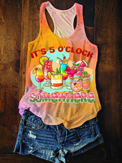 It's 5 O'clock Somewhere Printed Casual Tank Top