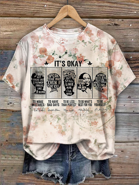 Feminist Representative Portrait Print Crew Neck T-shirt