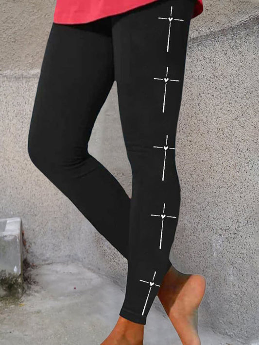 Women's Christian Cross Print Print Leggings