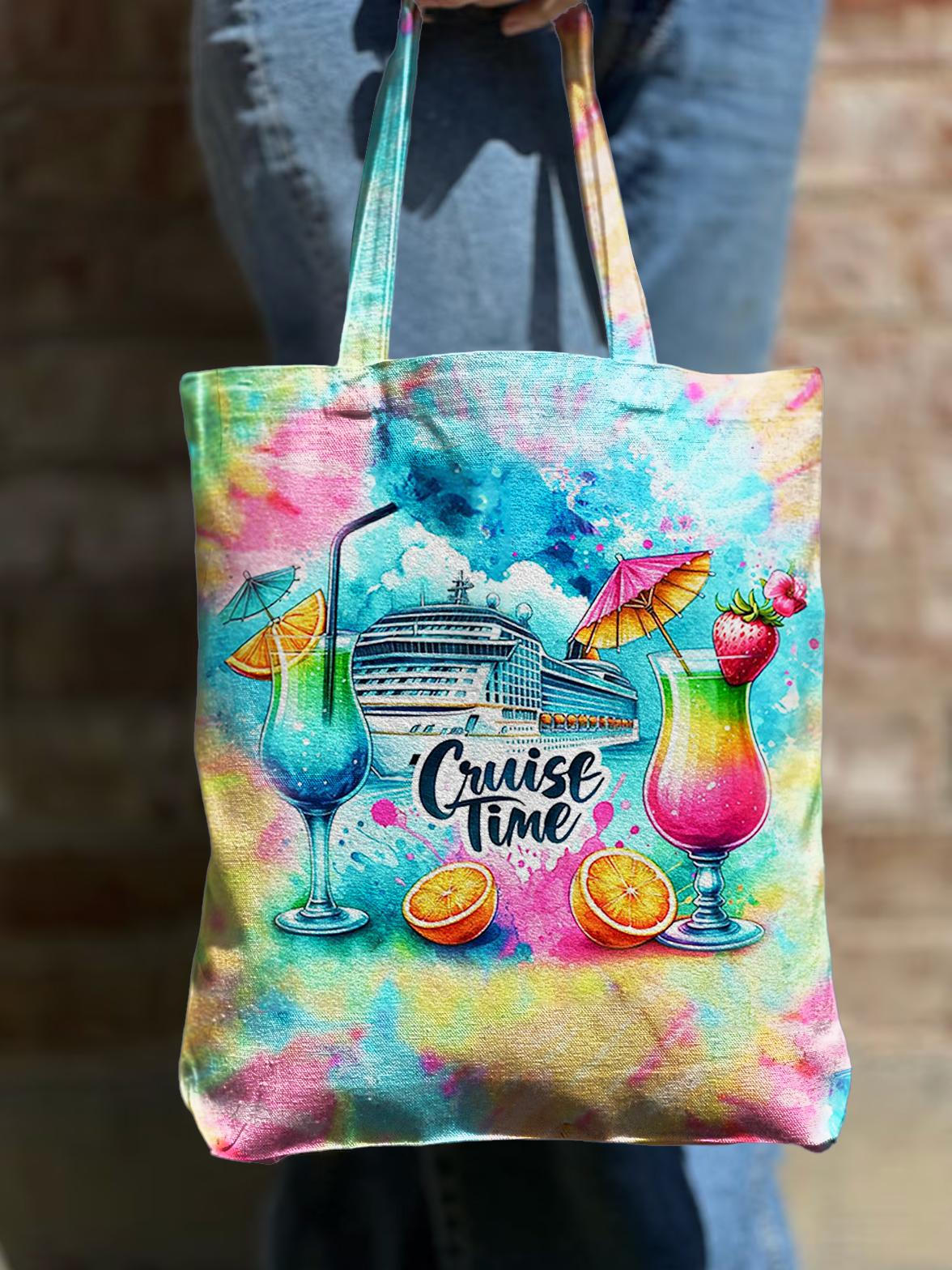 Cruise Time – Schultertasche aus Canvas mit Batikmuster und Reißverschluss 