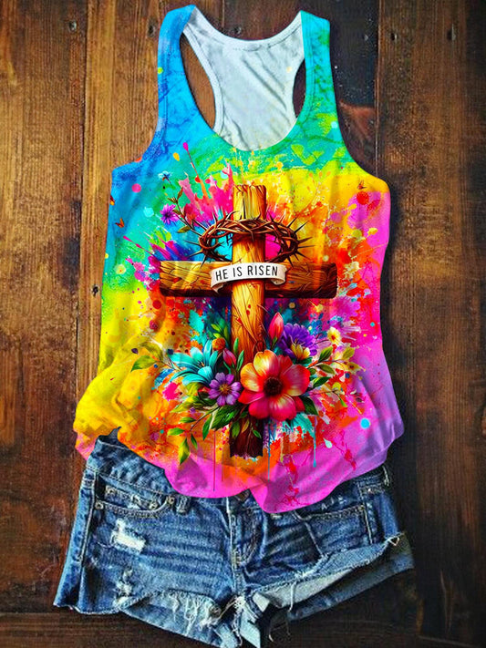 Jesus Faith Printed Floral Casual Tank Top