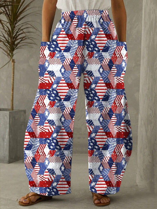 Independence Day Stars And Stripes Print Casual Pants
