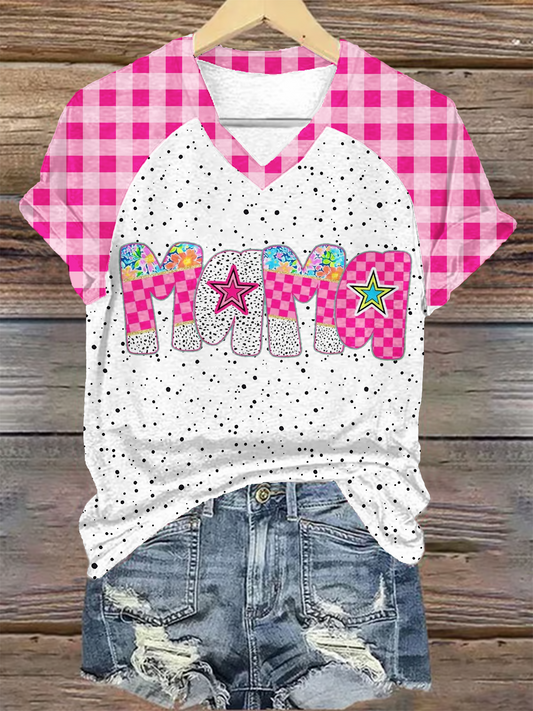 Pink Mama Sublimation V-neck T-Shirt
