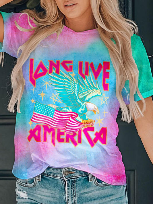 Long Live America Sublimation Design Crew Neck T-shirt