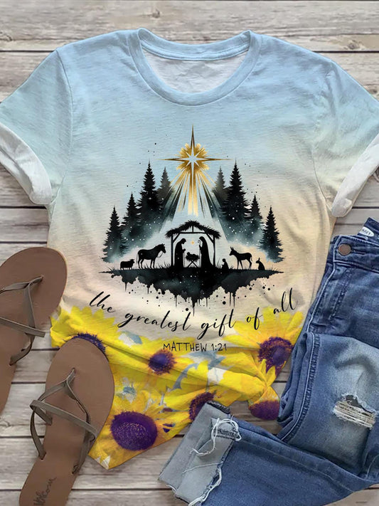 Greatest Gift Of All Christian Christmas Crew Neck T-shirt