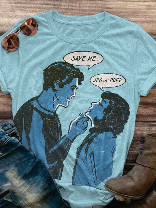 Save Me Jpg oder PDF Illustration Lustiges Vintage Print T-Shirt 