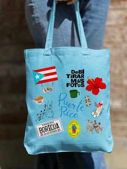 Bad Bunny Dtmf Puerto Rico Printed Shoulder Zipper Canvas Bag