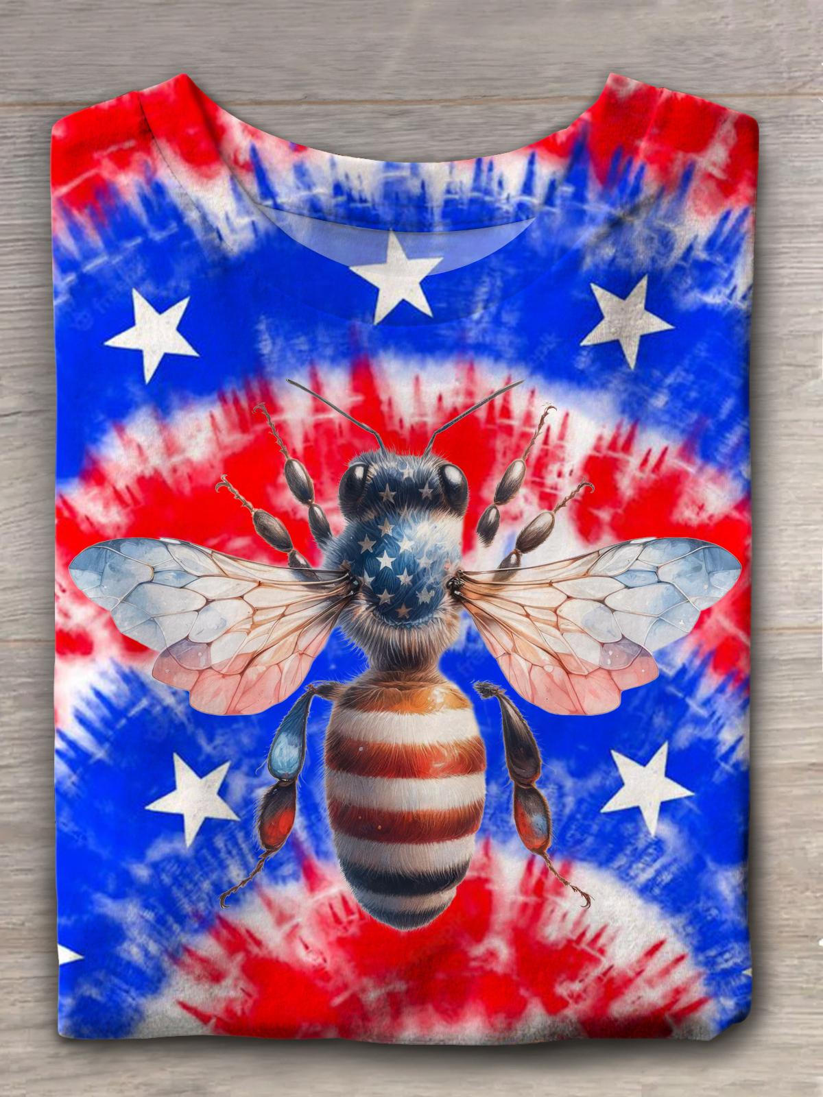 Patriotic Bee Crew Neck T-shirt