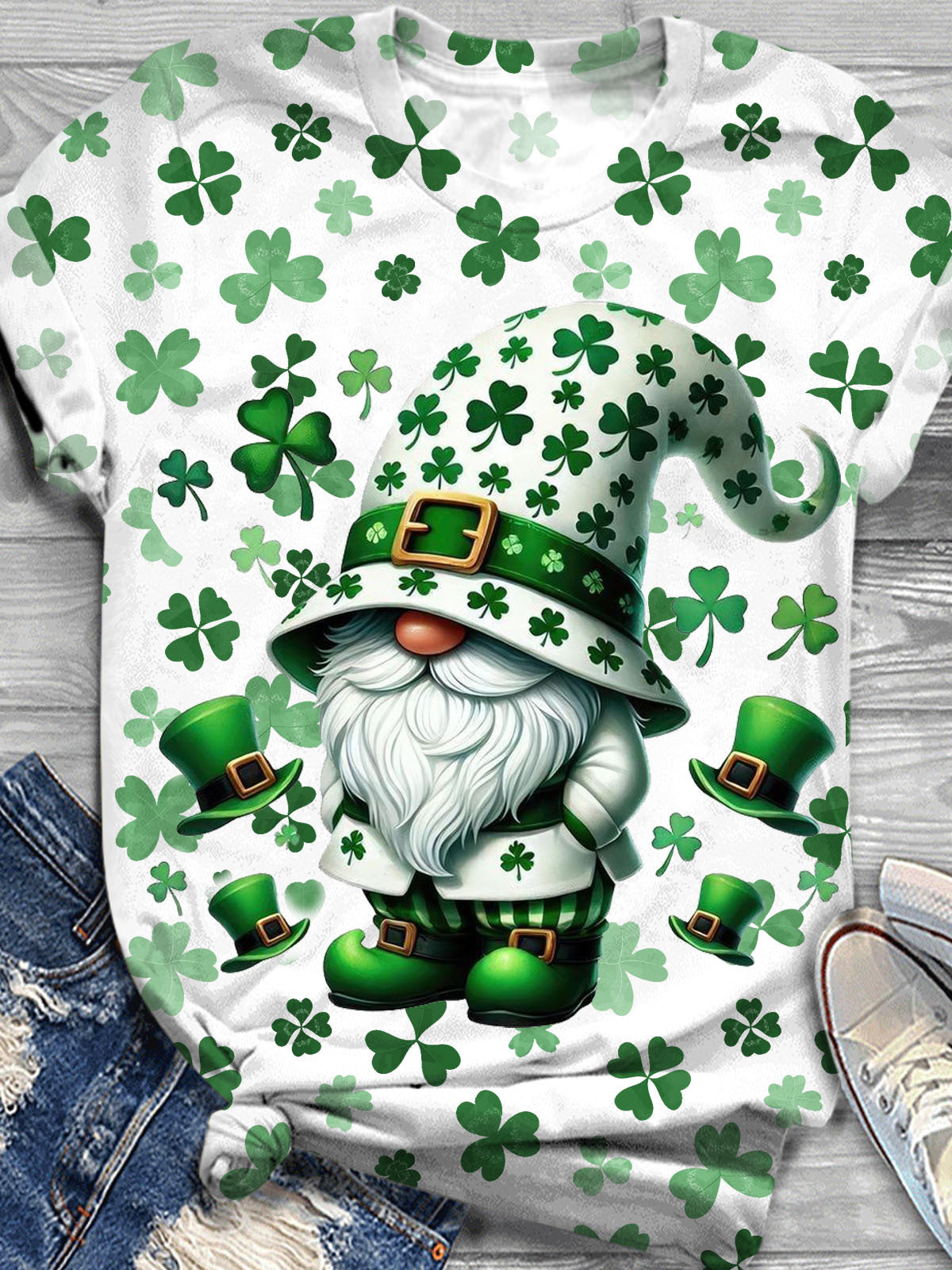 St. Patrick Day Gnome Rundhals-T-Shirt 