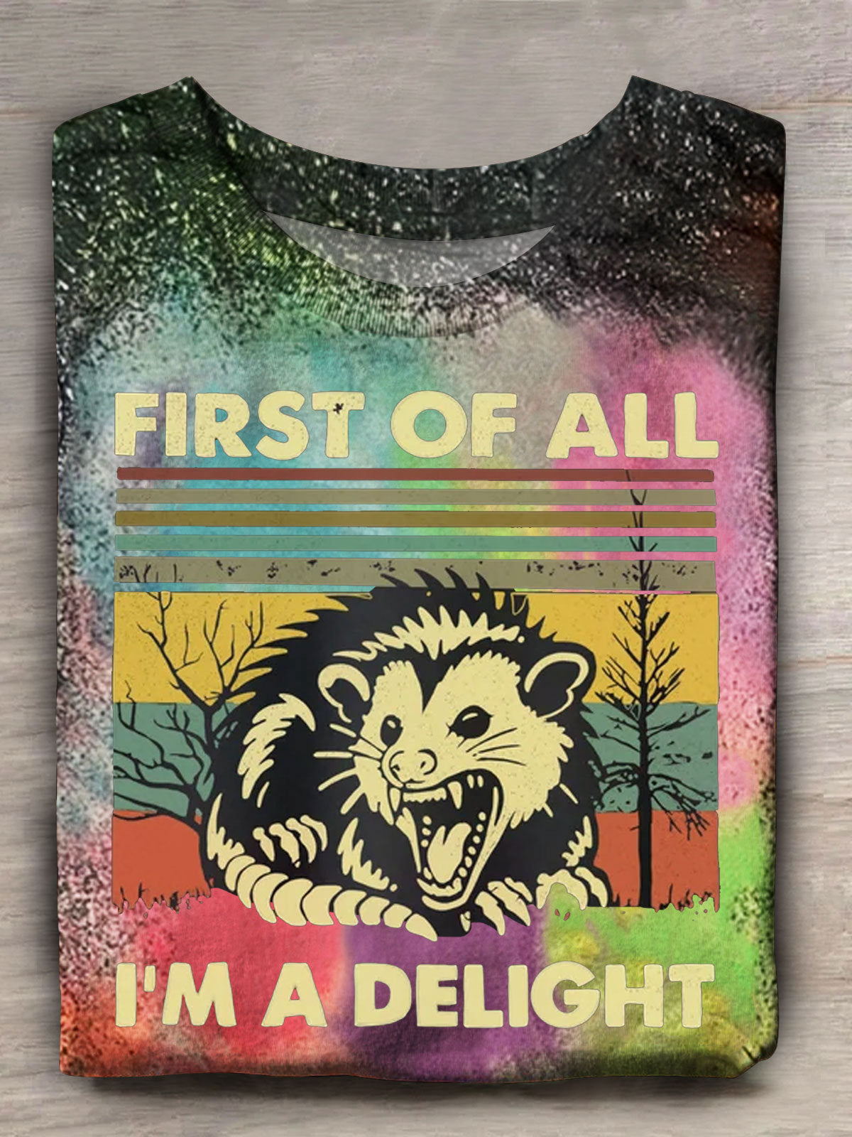 Kurzärmliges T-Shirt mit „First Of All I'm A Delight“-Aufdruck 