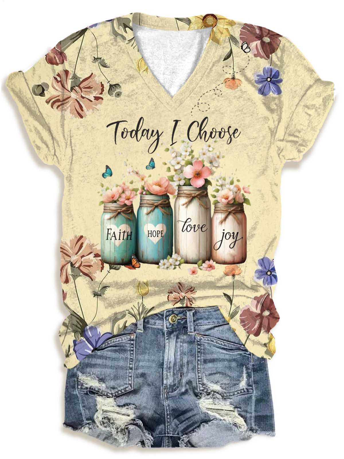 Women's Faith Hope Love V-Neck T-Shirt