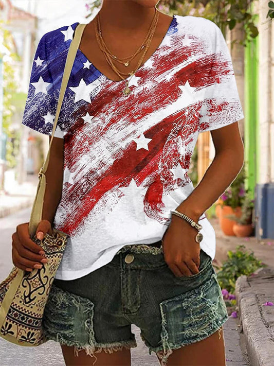 American Flag V-neck T-Shirt