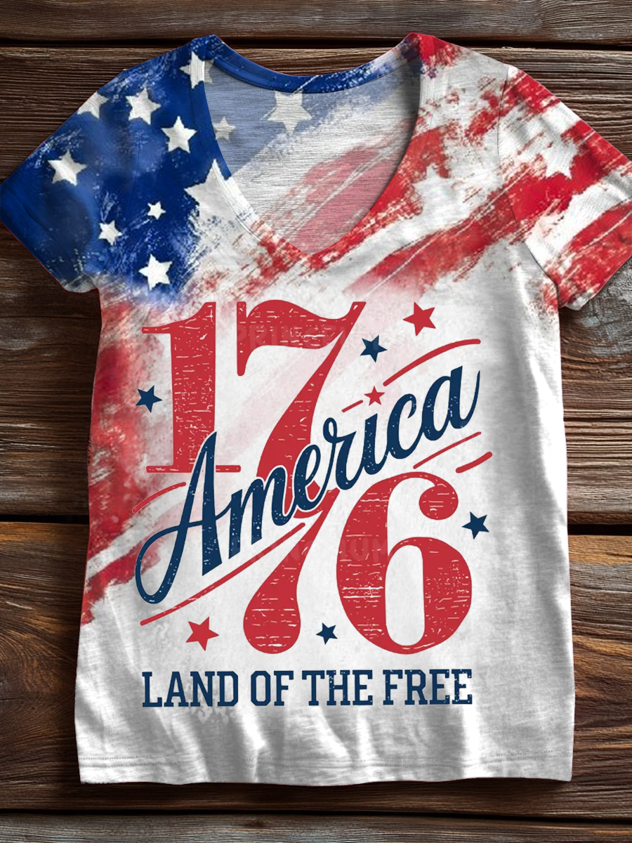 1776 America Land of the Free V-neck T-Shirt