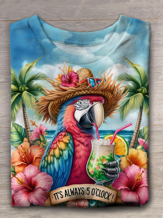 It's Always 5 O'clock Tropical Parrot Wreath T-shirt
