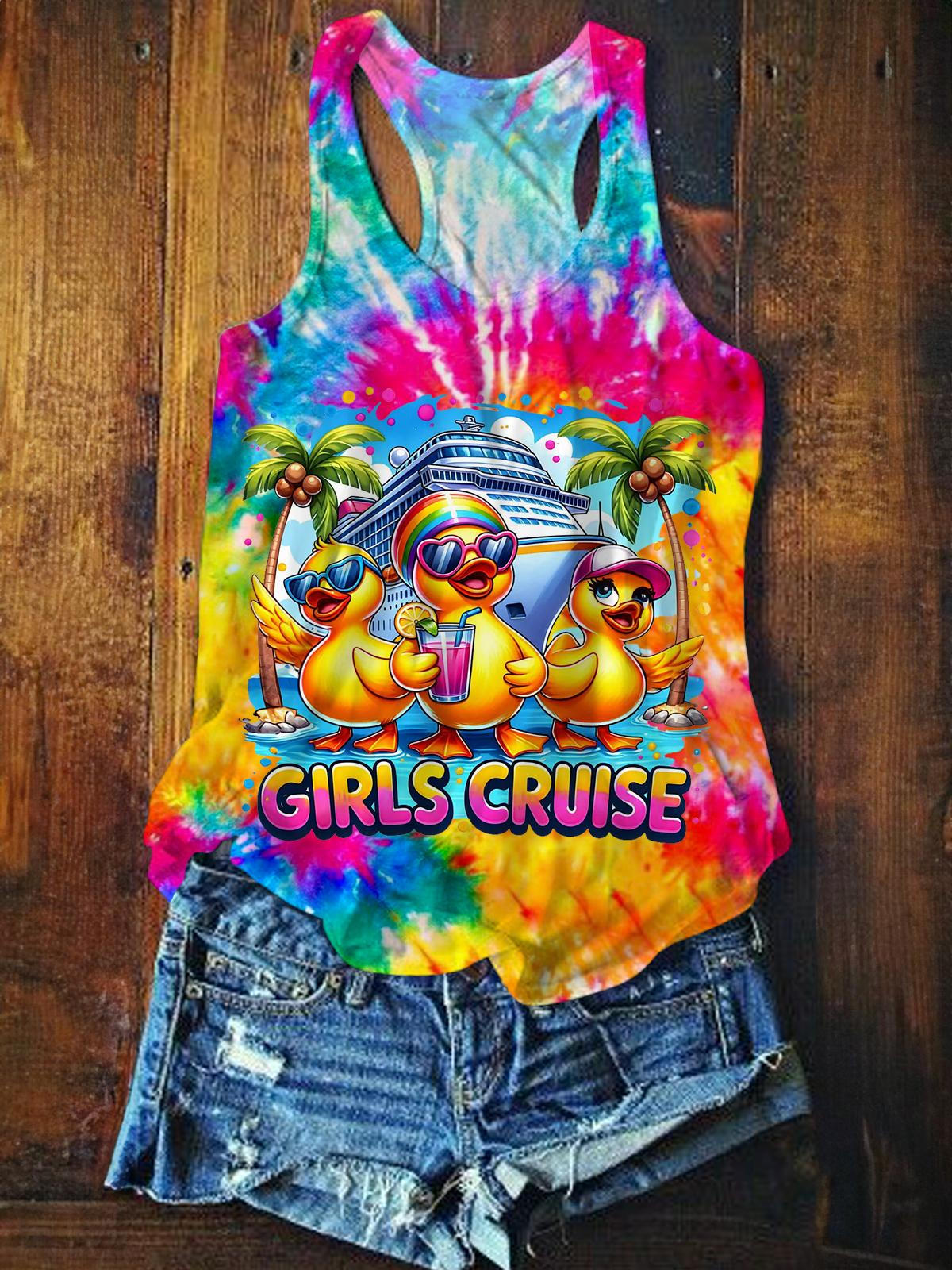 Duck Duck Girls Cruise Printed Casual Tank Top