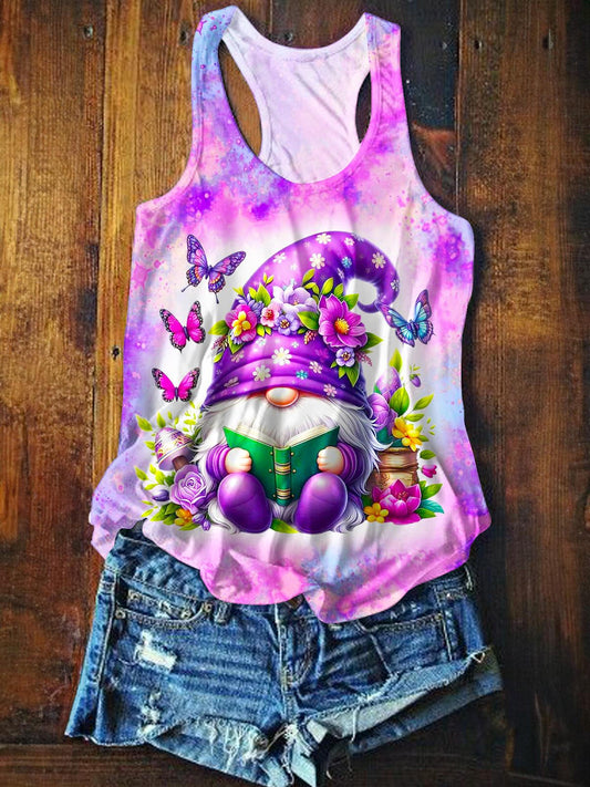 Spring And Summer Cute Butterfly Highland Cow Print Casual Sleeveless Top