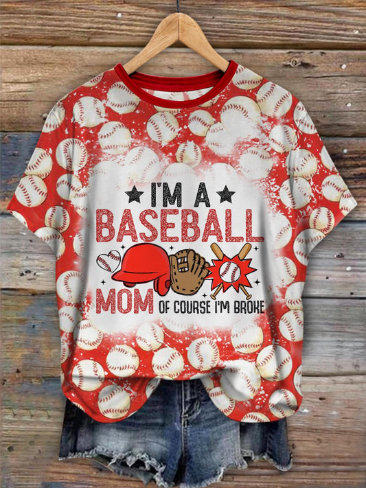 I'm A Baseball Mom Tie Dye Crew Neck T-shirt