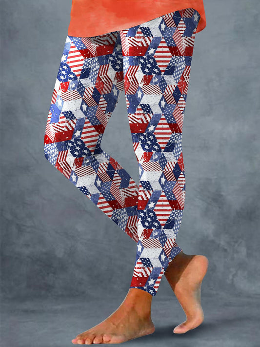 Independence Day Stars And Stripes Print Leggings