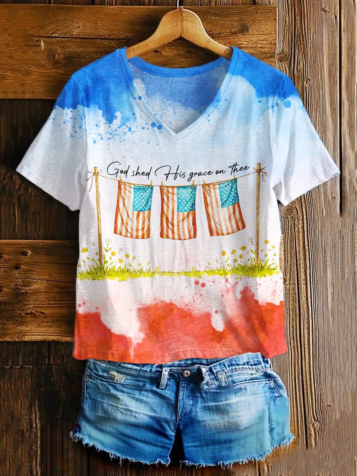 God Shed His Grace On Thee V-neck T-Shirt