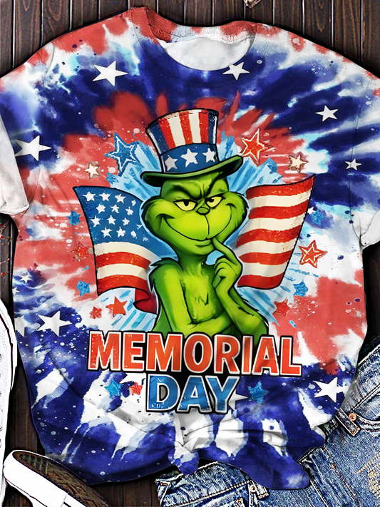 Retro Patriotic Grinc Crew Neck T-shirt