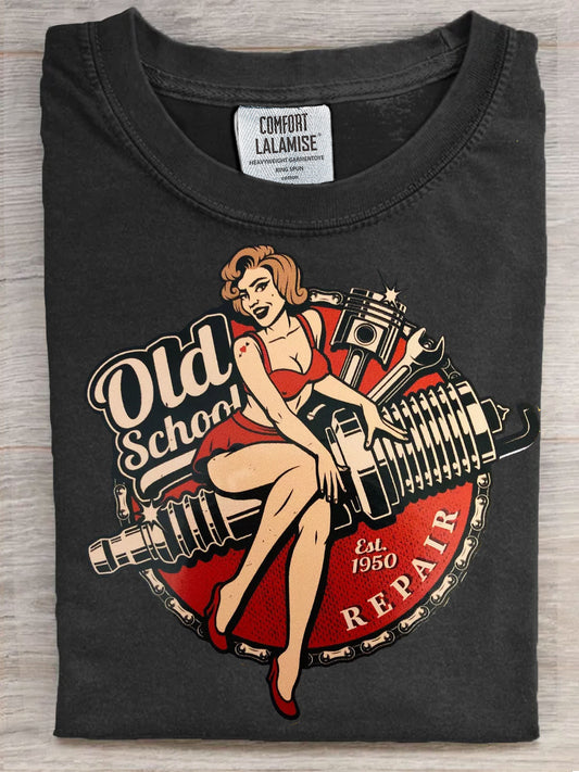 Vintage Art Print Casual Short Sleeve T-shirt