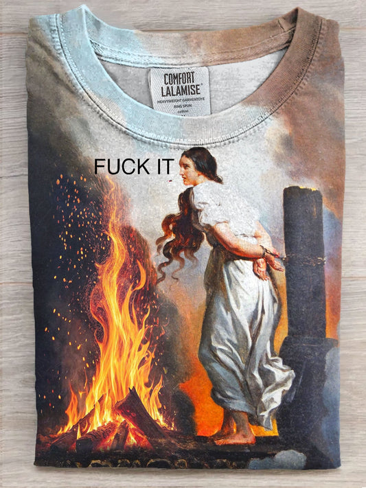 Fuck It Art Print Casaul Short Sleeve T-shirt