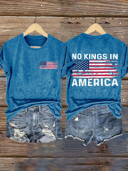 Retro No Kings In America Print T-Shirt