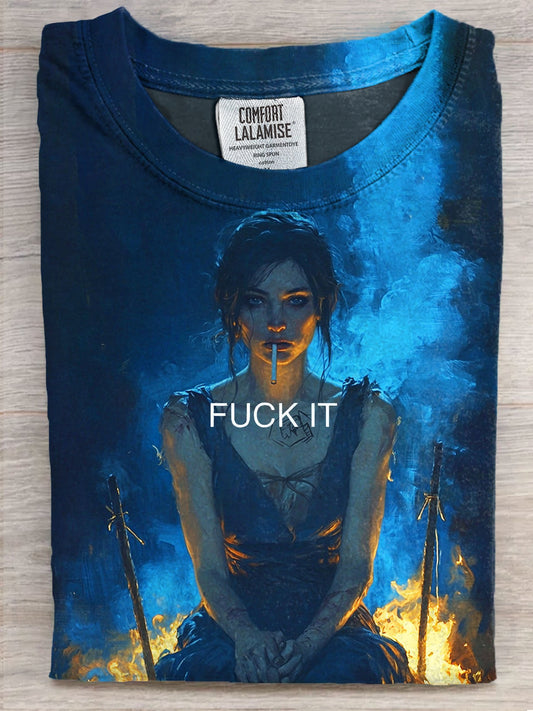 Fuck It Art Print Casual Short Sleeve T-shirt