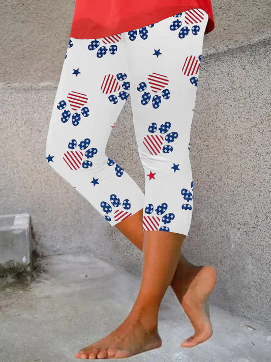 American Flag Dog Paw Leggings
