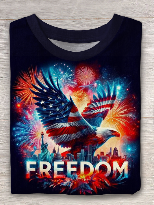 Patriotic Colors Freedom Eagle Crew Neck T-shirt