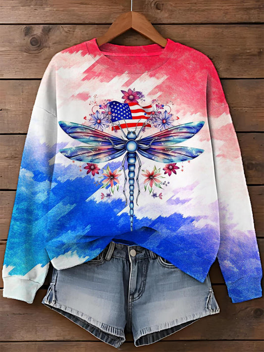 Dragonfly Independence Day Crew Neck T-shirt