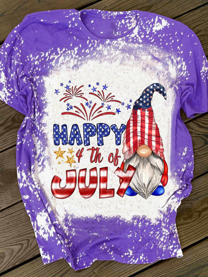 T-Shirt mit Rundhalsausschnitt und „Happy 4th of July“-Gnom-Print 