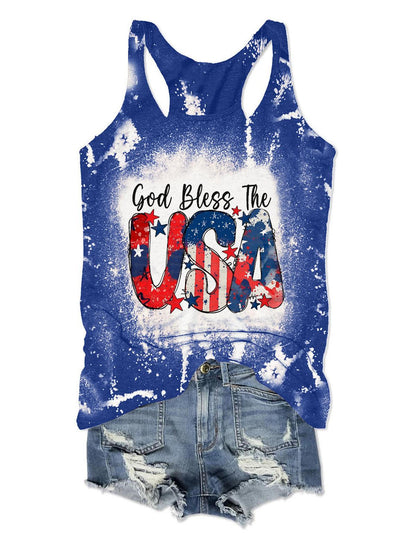 Tanktop mit Rundhalsausschnitt und „God Bless The USA“-Aufdruck 