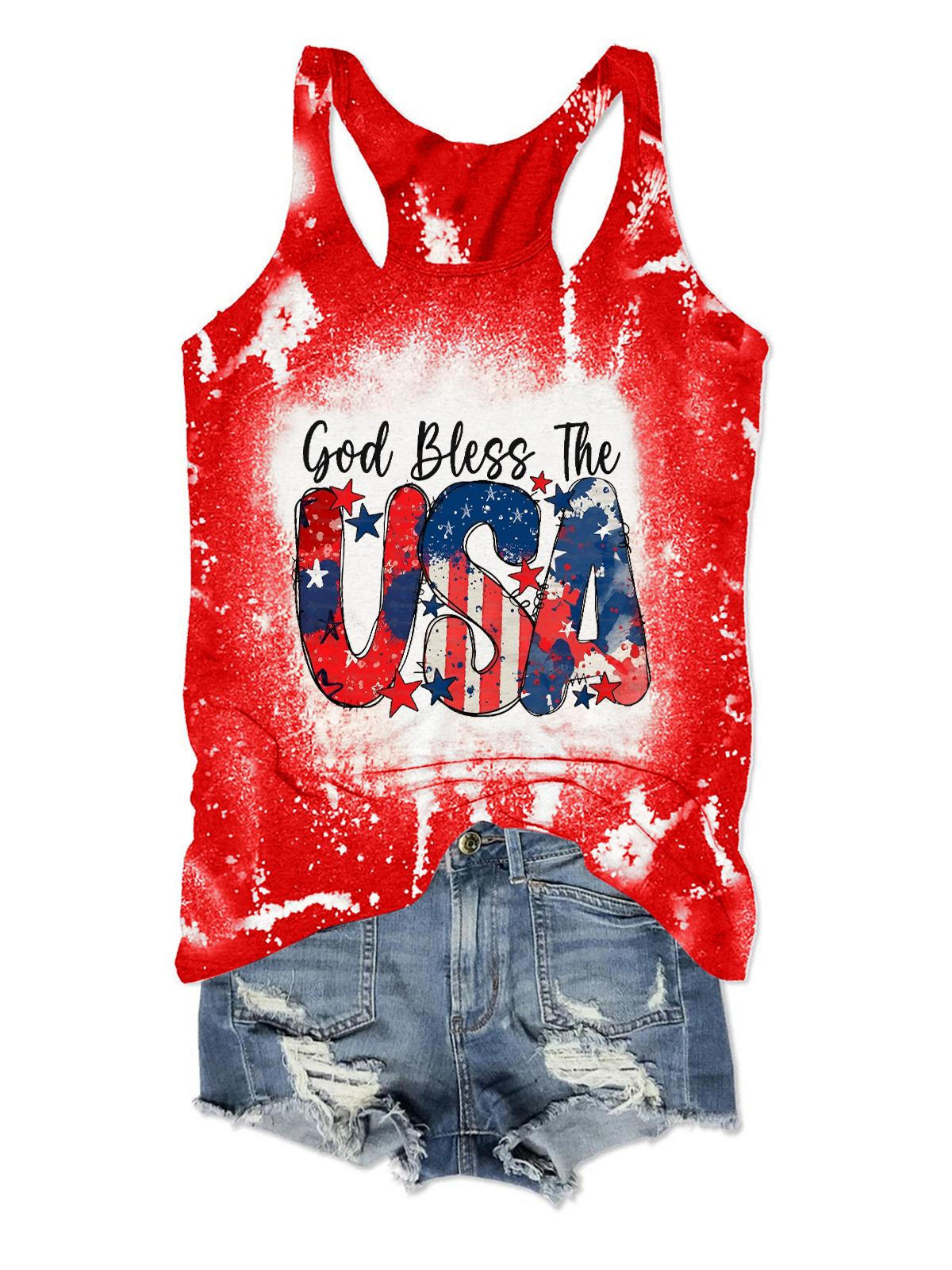 Tanktop mit Rundhalsausschnitt und „God Bless The USA“-Aufdruck 