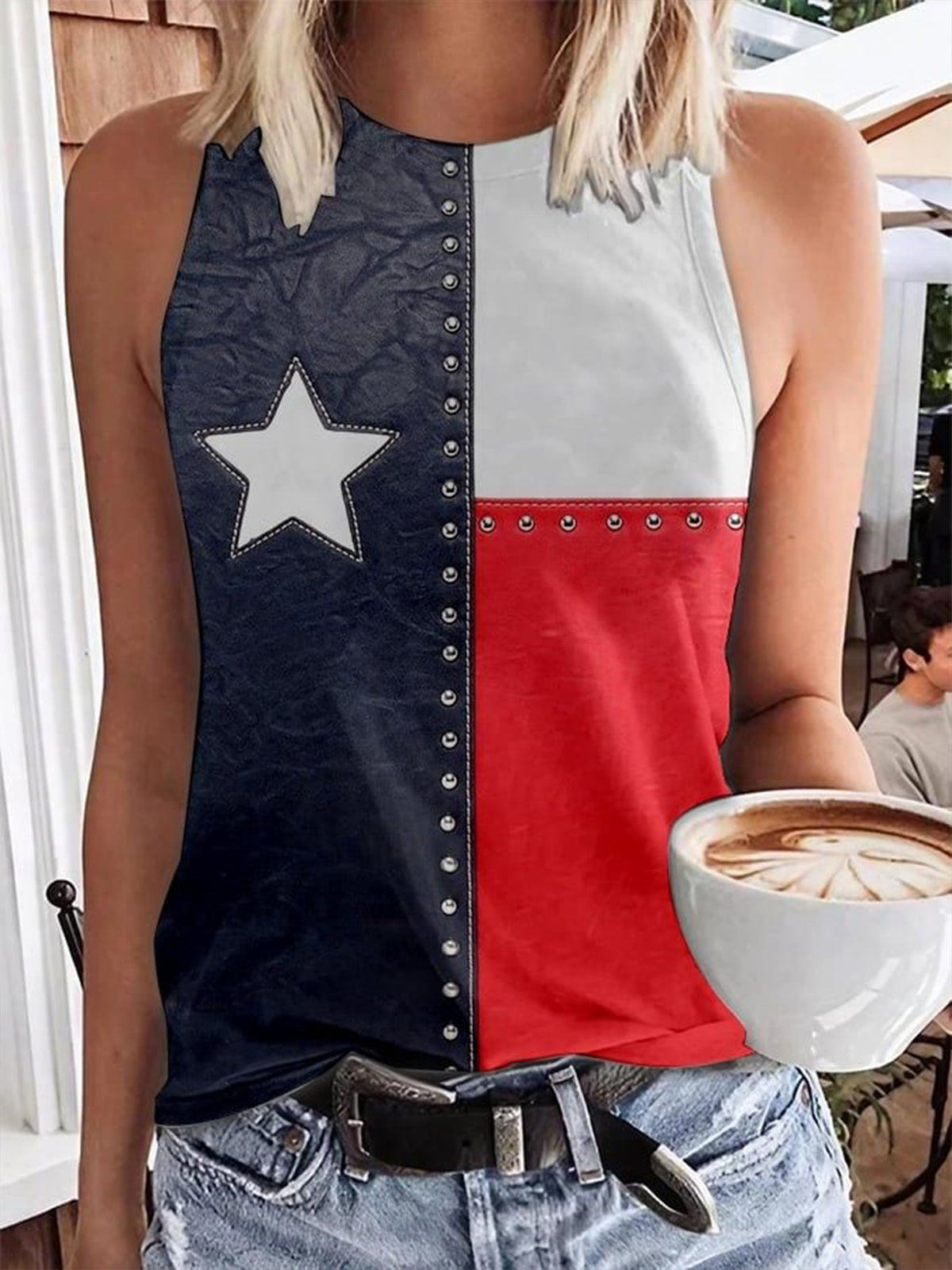 Independence Day Print Casual Sleeveless Top