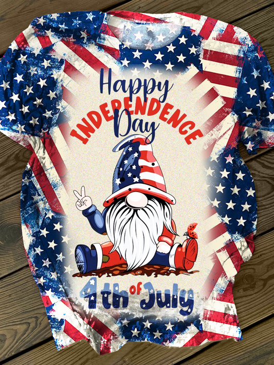 Happy Independence Day Gnome Crew Neck T-shirt