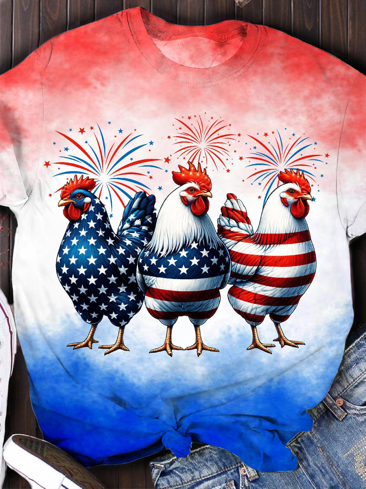 Funny Patriotic USA Chicken 4th Of July T-shirt