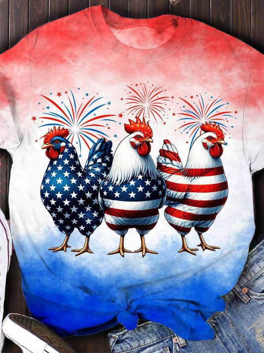 Funny Patriotic USA Chicken 4th Of July T-shirt