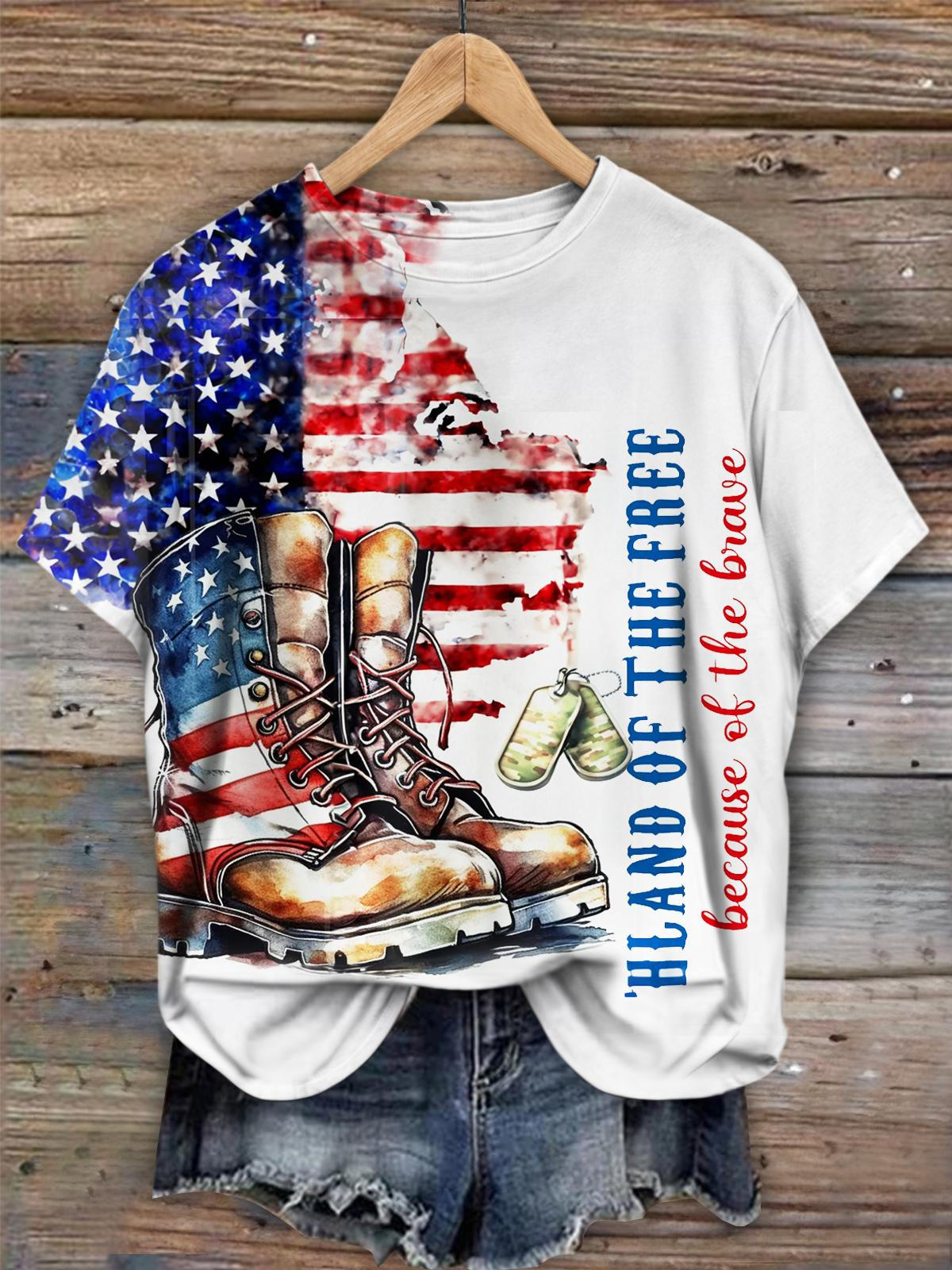4th of July Print Crew Neck T-shirt