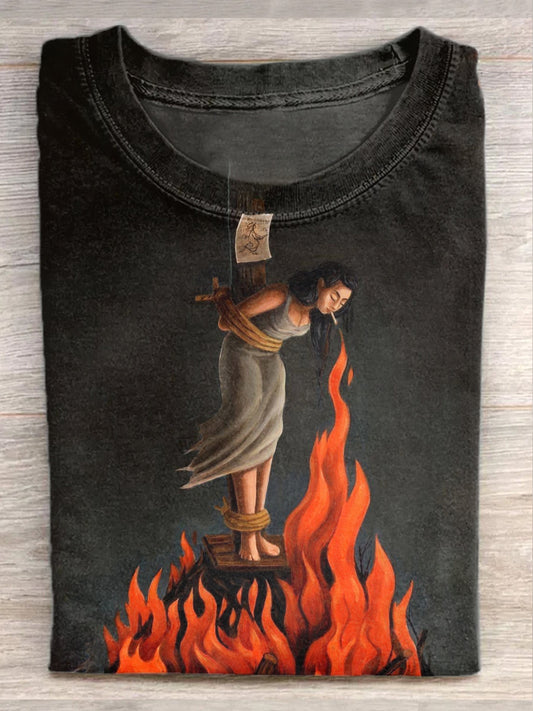 Retro Illustration Art Print Casual T-Shirt