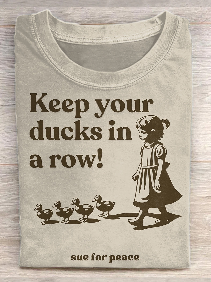 Retro Illustration Art Print Casual T-Shirt